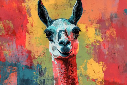 Kleurrijk abstract lama portret