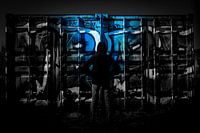 Silhouette voor een graffiti wand