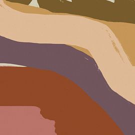 Pinselstriche in Terra, Rosa, Gelb und Grün. von Dina Dankers