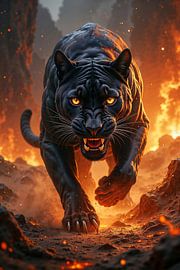 NIGHTFURY - Black Panther in the Infernal Fire by INFERAURUM