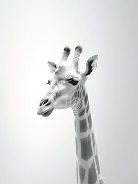 Vue d'ensemble gracieuse - La girafe en monochrome sur Eva Lee