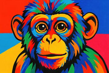 Colourful monkey with round eyes by Art & Soul Creations