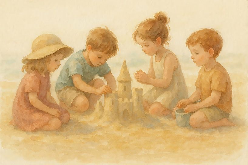 Les enfants construisent un château de sable par INGO