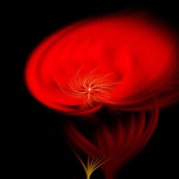 Rode roos (abstracte kunst, swirl collectie) van Art by Jeronimo