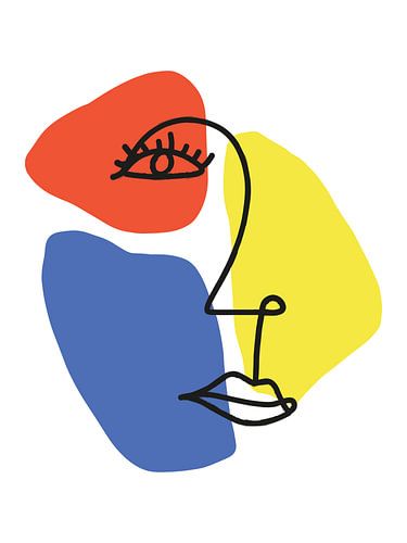 Abstract Face in Primary Colors
