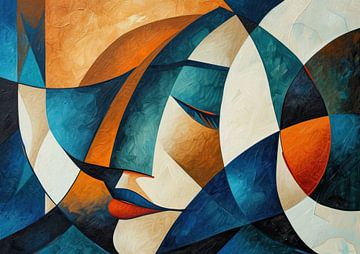 Abstract Gezicht Schilderij | Echoes of an Abstract Face van Kunst Kriebels
