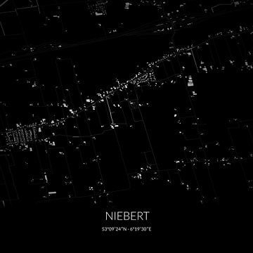 Black-and-white map of Niebert, Groningen. by Rezona