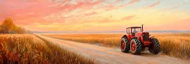 Herbstliche Traktorfahrt im Feld von Poster Art Shop