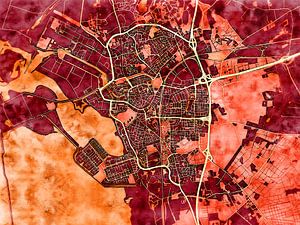 Map of Bergen op Zoom with the style 'Amber Autumn' by Maporia