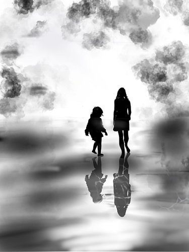 Mère et enfant sur la plage