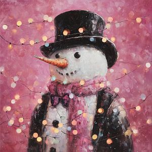 Schneemann im Lichterglanz