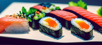 Panorama 3d Render Sushi Platte Illustration von Animaflora PicsStock