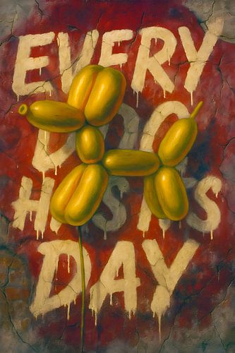 ‘Every dog has its day’ schilderij.