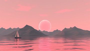 Aube rose sur le lac sur ByNoukk