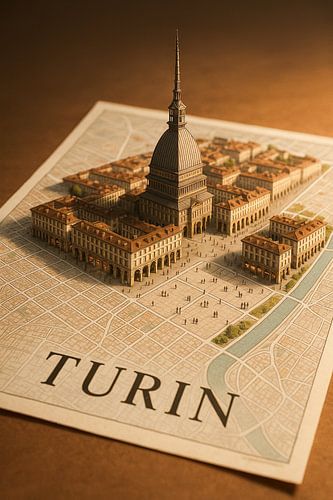 Turin Piazza Castello Diorama – Elegant Italy Architecture Print
