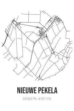 Nieuwe Pekela (Groningen) | Karte | Schwarz und Weiß von Rezona