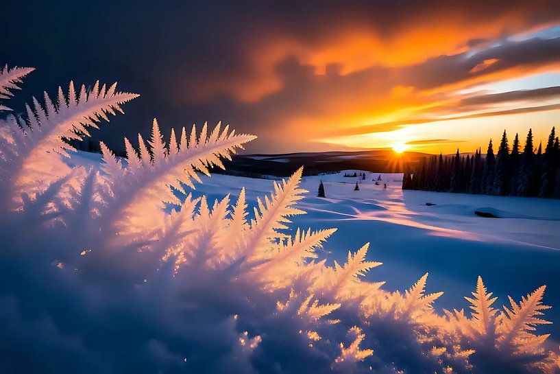 Neige au repos, ciel en feu par Jean Pierre