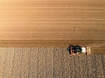 Tractor bereidt de grond voor op het planten van gewassen