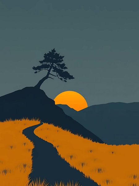 sunset tree by rendy okta