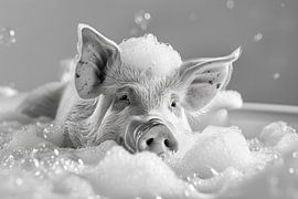 Piggy spa: An amusing bath in the bathroom - Unique WC artwork by Poster Art Shop