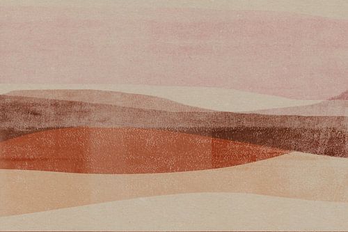 Abstract landschap in terracotta en roze