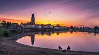 Hot air balloons over Deventer and the IJssel in Overijssel