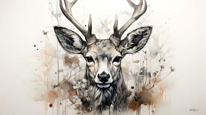 pen drawing of a deer by Gelissen Artworks