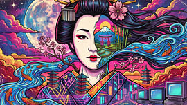 Geisha japonaise sur my pixel art