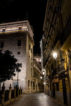 Nacht in der Altstadt von Valencia Spanien von Dieter Walther