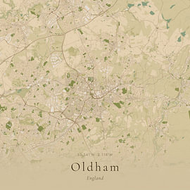 Vintage map of Oldham, United Kingdom by Prints of Place