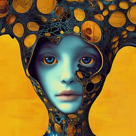 Portrait de femme avec coiffe sur Ton Kuijpers