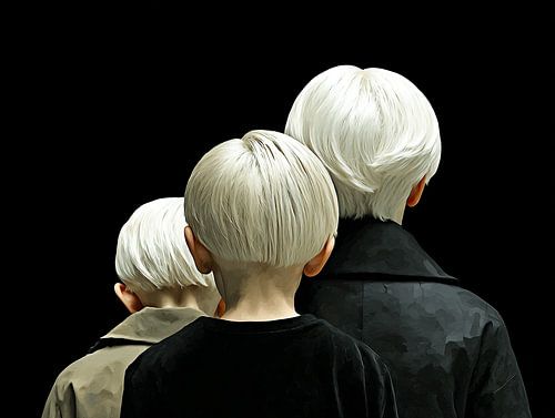 De Drie Ruggen | Figuratieve Wandkunst met Dubbele Laag