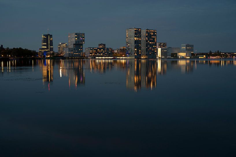 Night Vibes in Almere. Skyline in Blue. van Alie Ekkelenkamp