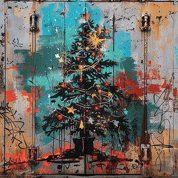 Graffiti kerstboom Xmas roest metaal stedelijk feestseizoen van gm_designs