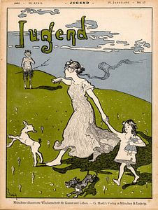 Jugendstil Vintage tijdschrift cover Jugend 22 April 1899 van Martin Stevens