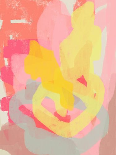 Geel, roze, grijs. Moderne abstracte kunst.