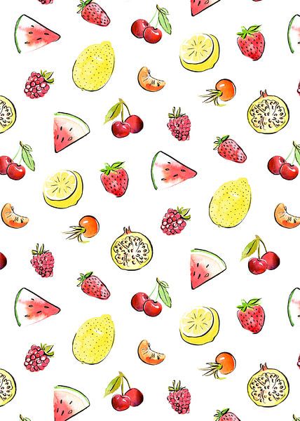 Motif de fruits tropicaux et d'été par Karin van der Vegt