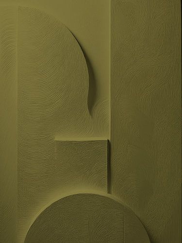 Abstract Minimalisme - Organische vormen in Olijfgroen