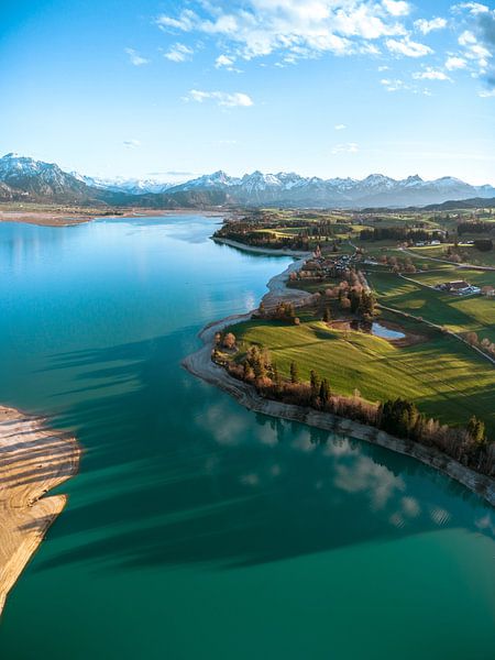 Forggensee with view of the Tyrolean Alps by Leo Schindzielorz