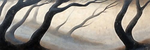 Foggy forest silhouettes