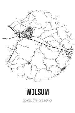 Wolsum (Fryslan) | Landkaart | Zwart-wit van Rezona