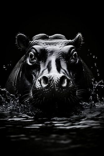 Portrait d'animal minimaliste en noir et blanc