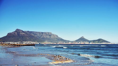 Table Mountain in Cape Town above the sea