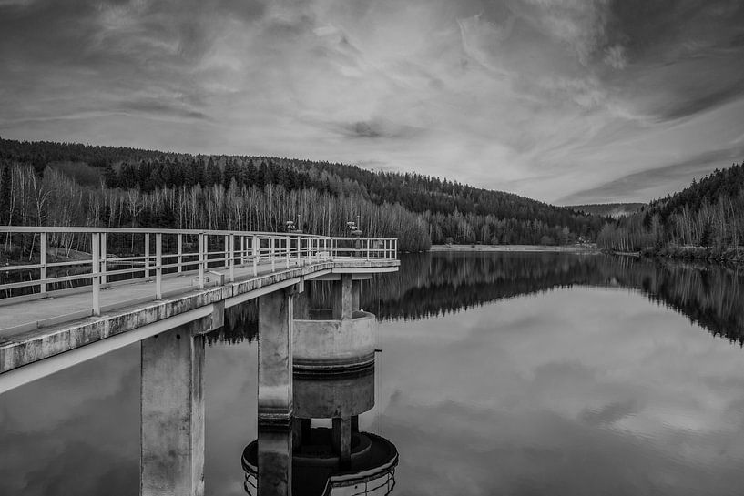 Falkenstein Dam, Vogtland Saxony Germany Black and white photography by Animaflora PicsStock