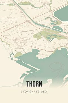 Vintage map of Thorn (Limburg) by Rezona