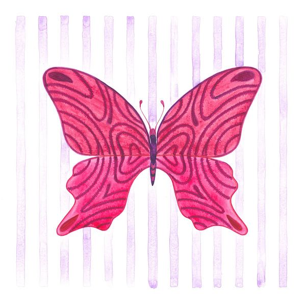 Papillon rose à rayures par Isabelle Brent
