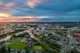 Zonsondergang Utrecht, Hogeweidebrug von Stefan Wapstra