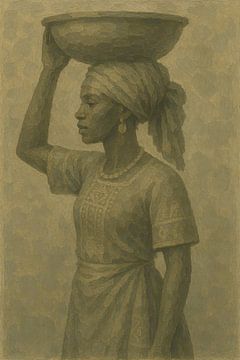 African dignity in balance - woman with bowl by But First Framing