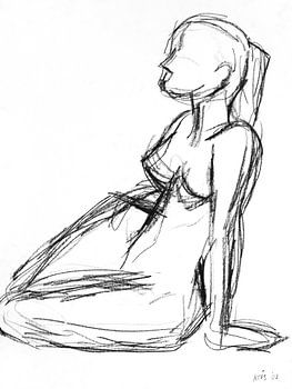Femme nue assise sur le sol