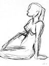Vrouwelijk naakt zittend op de grond van Kris Stuurop thumbnail